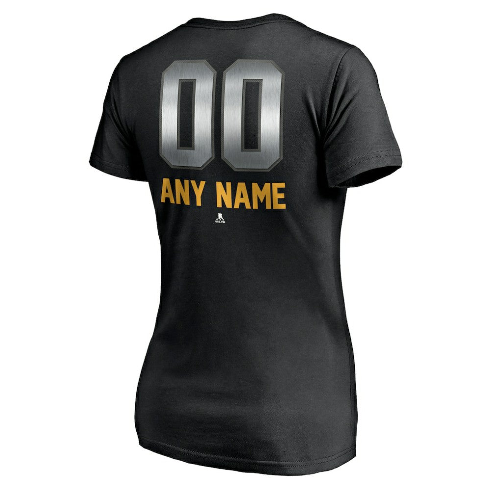 NHL Pittsburgh Penguins Women's Personalized Midnight Mascot Logo V-Neck T-Shirt