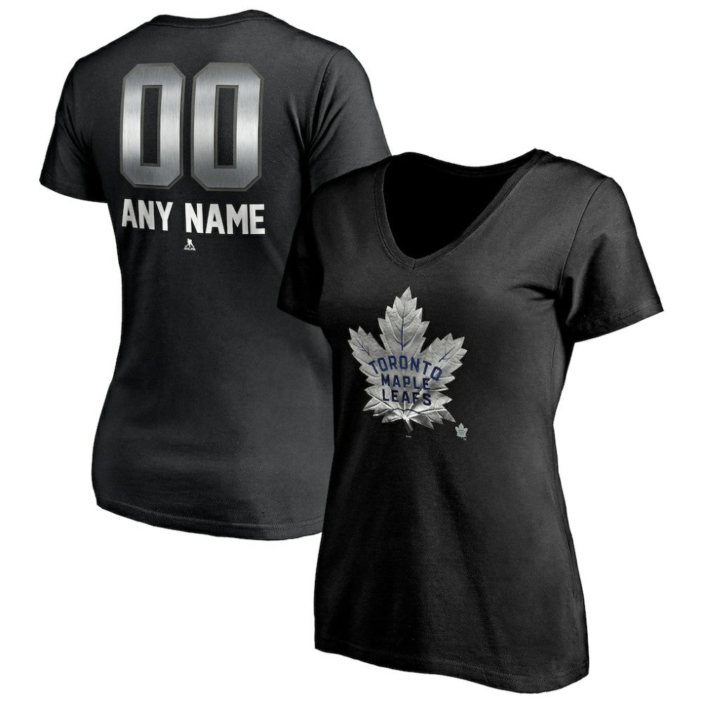 NHL Toronto Maple Leafs Women's Personalized Midnight Mascot Logo V-Neck T-Shirt