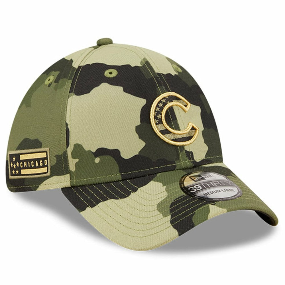 Camo Chicago Cubs New Era 2022 Armed Forces Day 39THIRTY Flex Hat