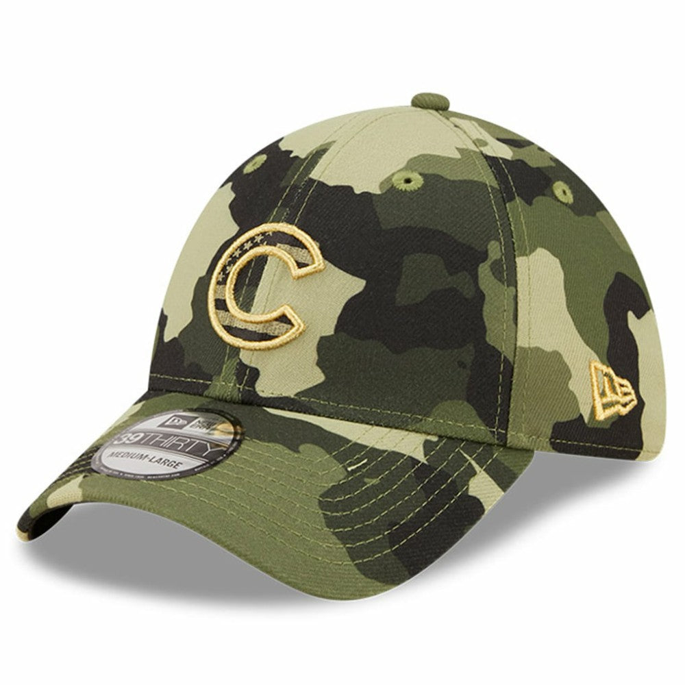 Camo Chicago Cubs New Era 2022 Armed Forces Day 39THIRTY Flex Hat