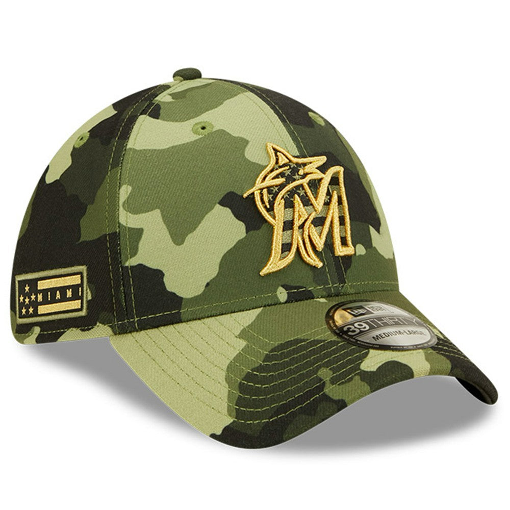 Camo Miami Marlins New Era 2022 Armed Forces Day 39THIRTY Flex Hat