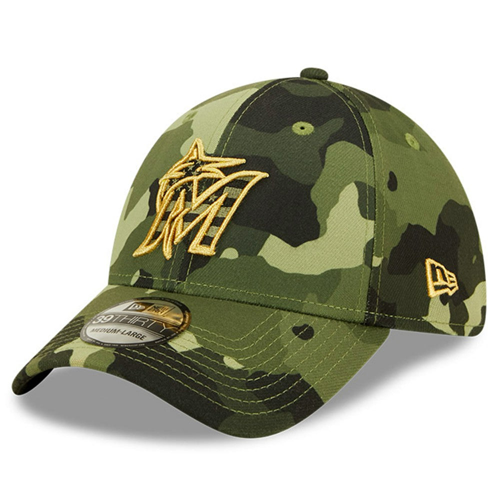 Camo Miami Marlins New Era 2022 Armed Forces Day 39THIRTY Flex Hat