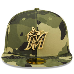 Camo Miami Marlins New Era 2022 Armed Forces Day On-Field 59FIFTY Fitted Hat