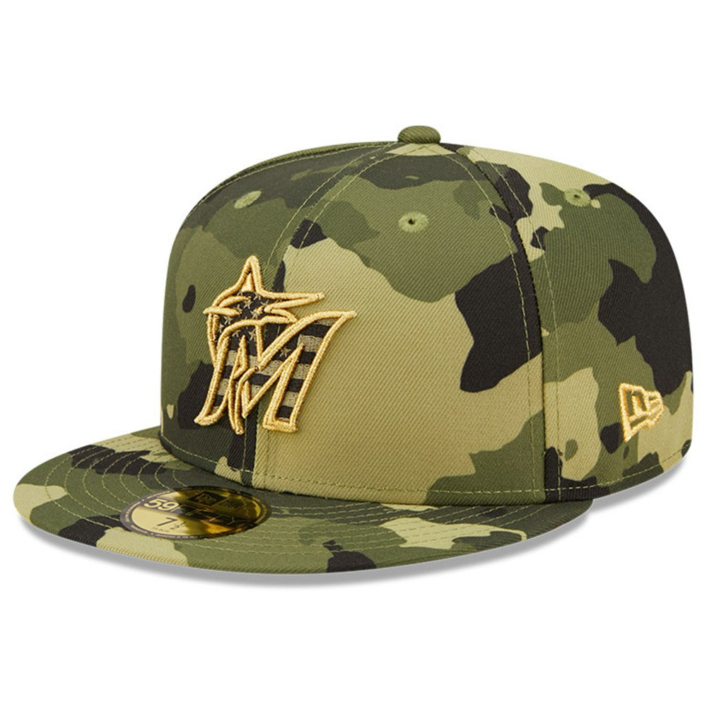 Camo Miami Marlins New Era 2022 Armed Forces Day On-Field 59FIFTY Fitted Hat