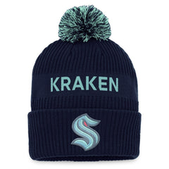 NHL Seattle Kraken Fanatics 2022 NHL Draft Authentic Pro Cuffed Knit Hat with Pom