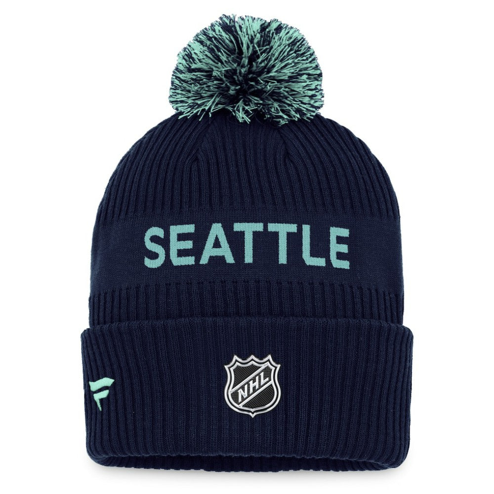 NHL Seattle Kraken Fanatics 2022 NHL Draft Authentic Pro Cuffed Knit Hat with Pom