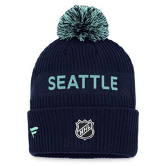 NHL Seattle Kraken Fanatics 2022 NHL Draft Authentic Pro Cuffed Knit Hat with Pom