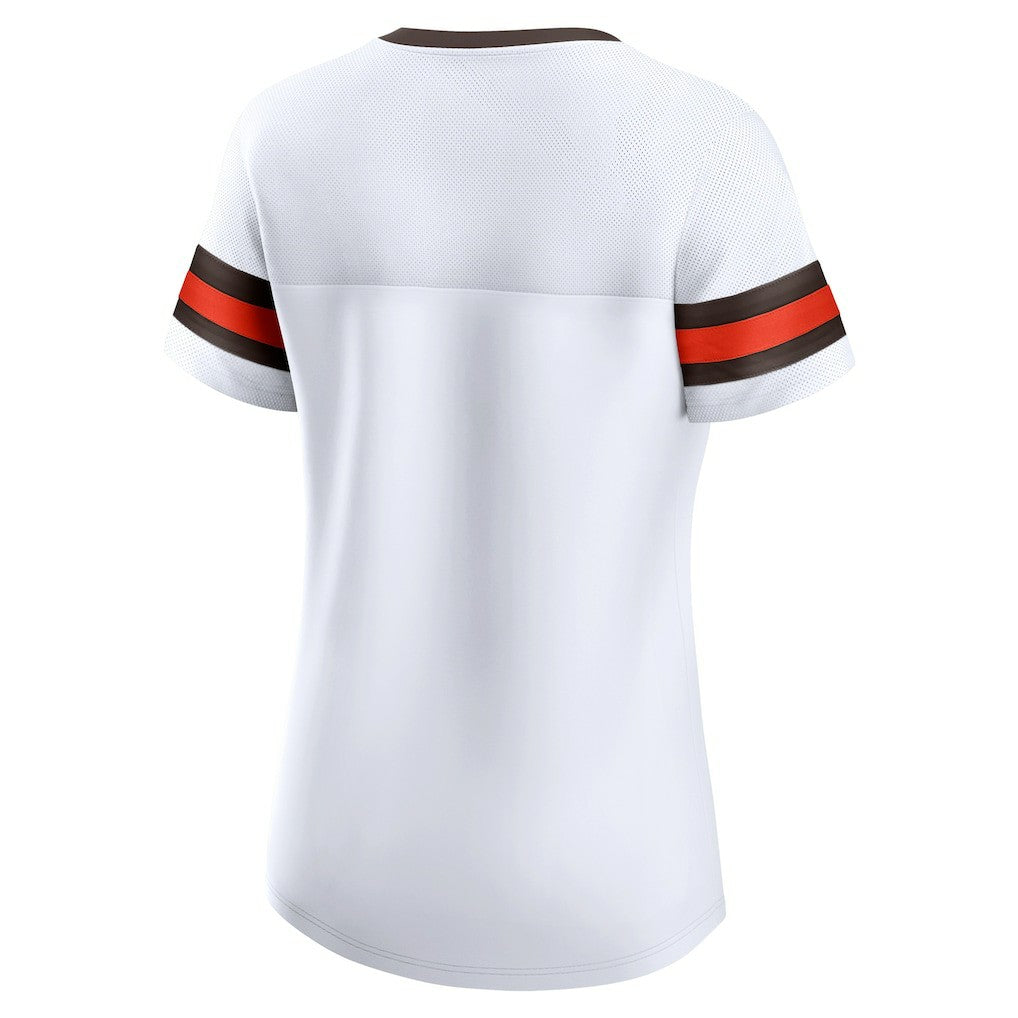 Women's Brownie The Elf Gridiron Classics Sunday Best Lace-Up T-Shirt - Cleveland Browns T-shirts