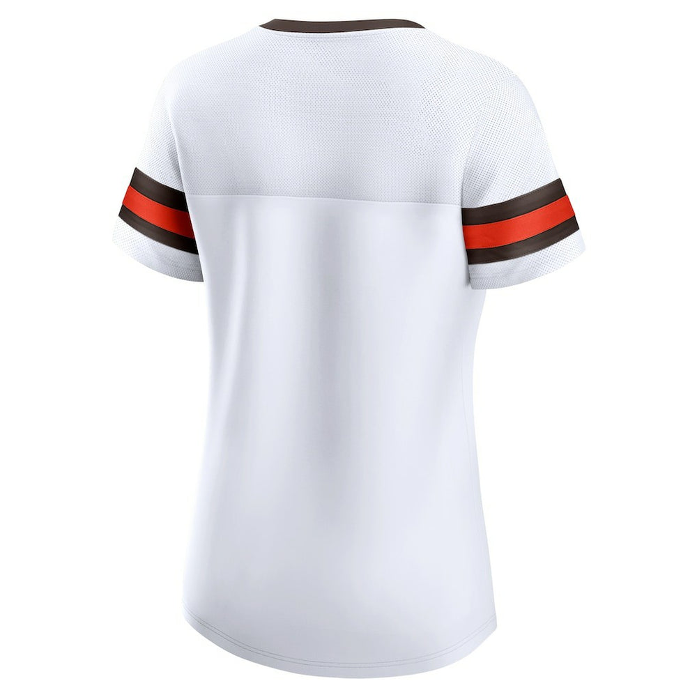 Women's Brownie The Elf Gridiron Classics Sunday Best Lace-Up T-Shirt - Cleveland Browns T-shirts