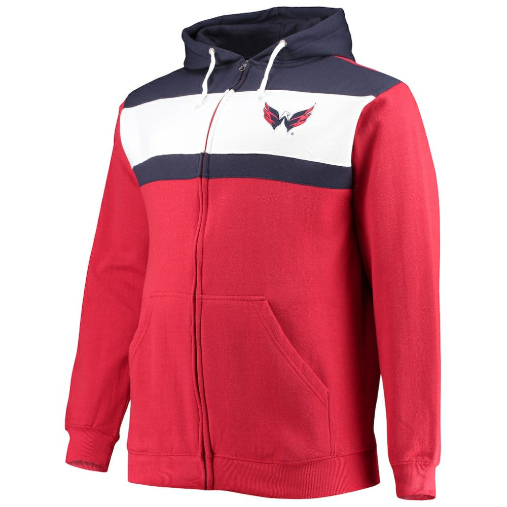 NHL Alexander Ovechkin Washington Capitals Profile Big & Tall Colorblock Full-Zip Hoodie