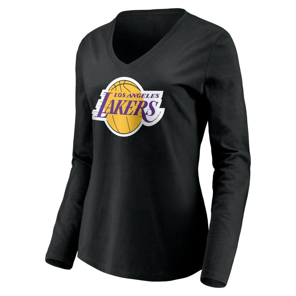LeBron James Los Angeles Lakers Women's #6 Playmaker Name & Number Long Sleeve V-Neck T-Shirt
