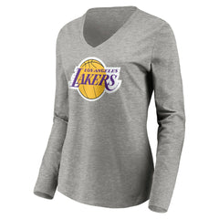 LeBron James Los Angeles Lakers Women's #6 Playmaker Name & Number Long Sleeve V-Neck T-Shirt