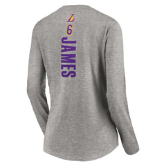 LeBron James Los Angeles Lakers Women's #6 Playmaker Name & Number Long Sleeve V-Neck T-Shirt