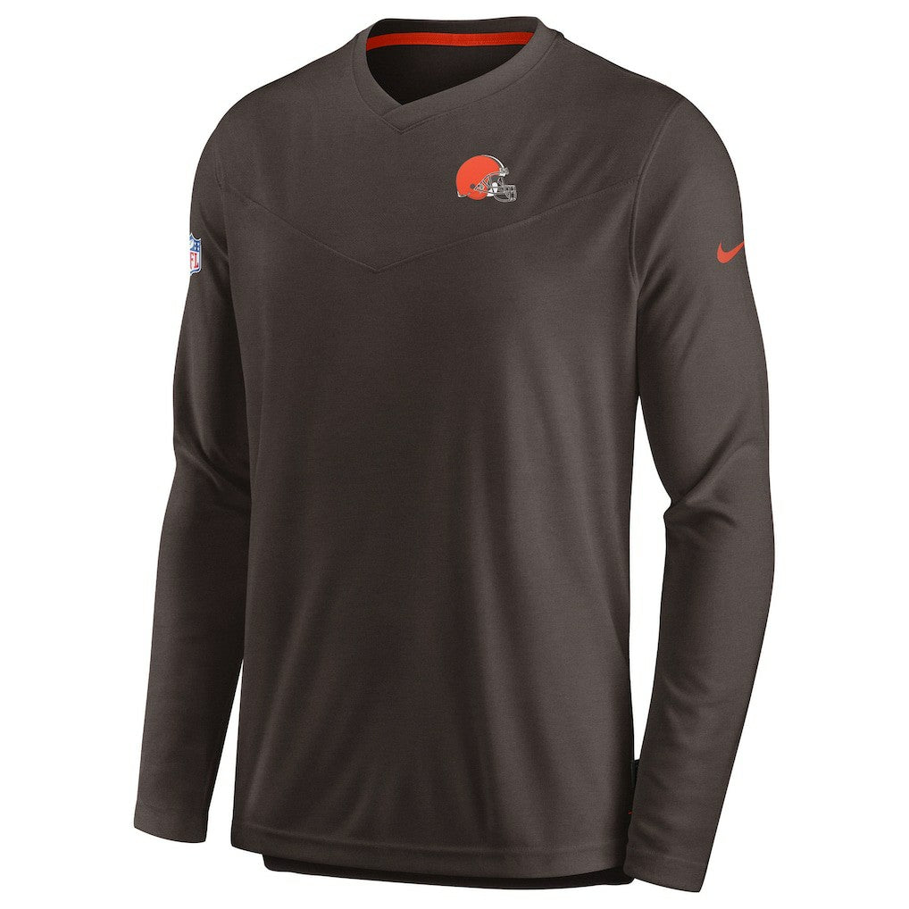 Sideline Coach Chevron Lock Up Long Sleeve V-Neck Performance T-Shirt - Cleveland Browns T-shirts