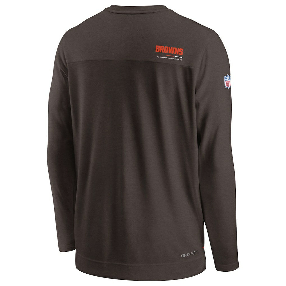 Sideline Coach Chevron Lock Up Long Sleeve V-Neck Performance T-Shirt - Cleveland Browns T-shirts