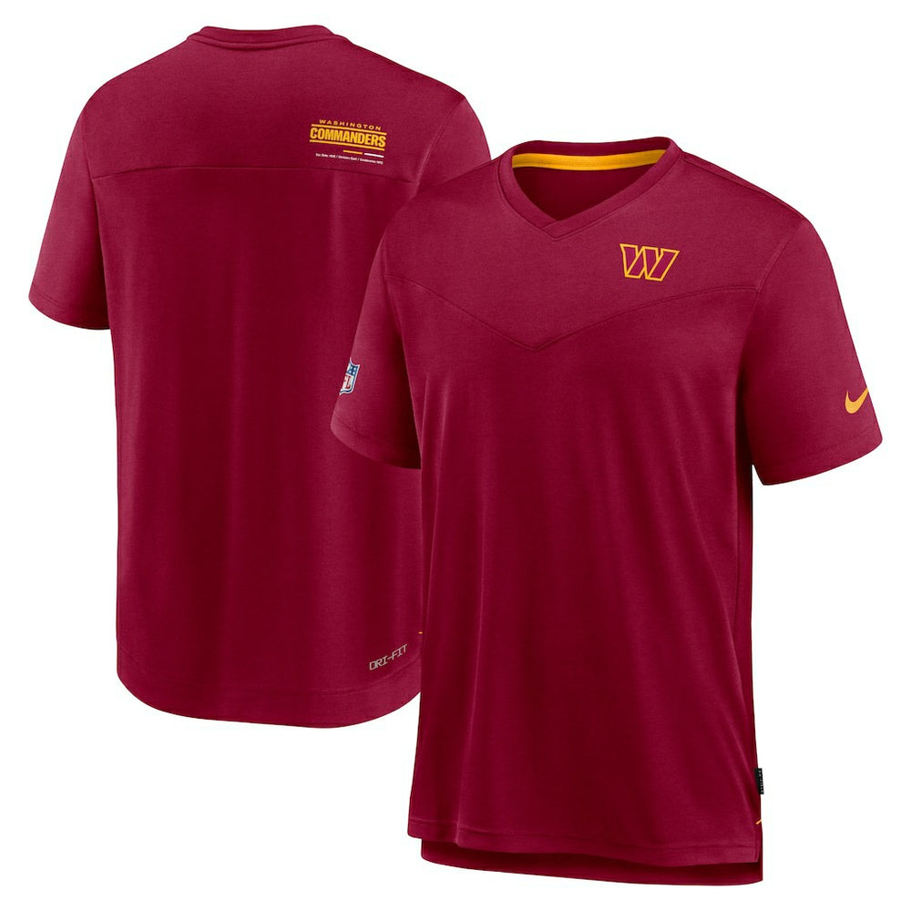 Sideline Coach Chevron Lock Up Logo V-Neck Performance T-Shirt - Washington Commanders T-shirts