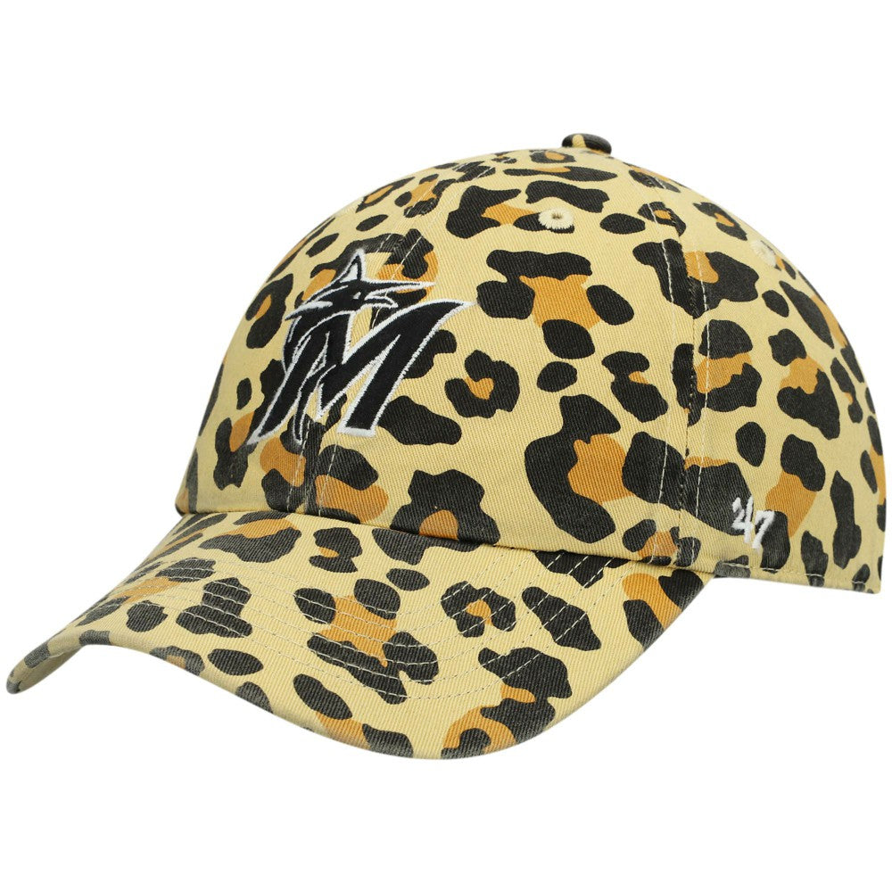Tan Miami Marlins '47 Women's Bagheera Cheetah Clean up Adjustable Hat