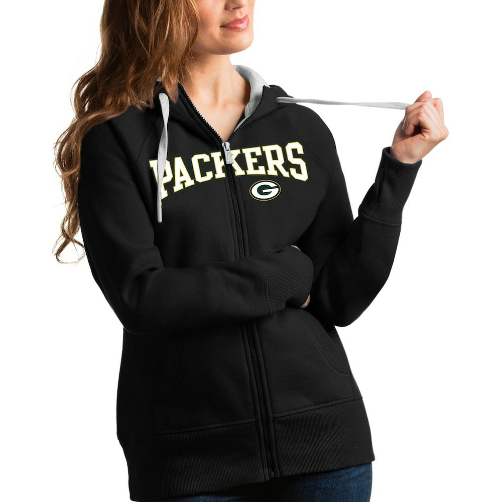Antigua Women's Wordmark Victory Full-Zip Hoodie - Green Bay Packers Hoodies