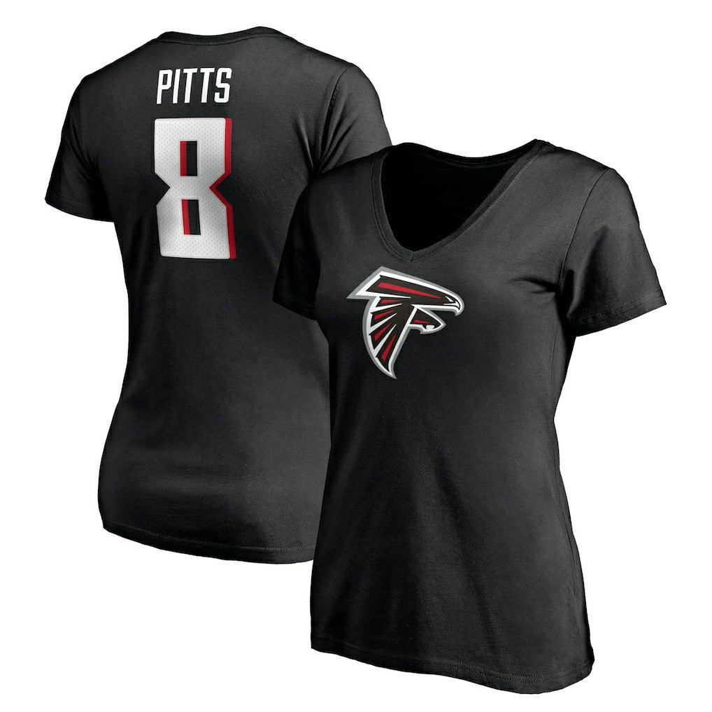 Kyle Pitts  Women's Player Icon Name & Number V-Neck T-Shirt - Atlanta Falcons T-shirts