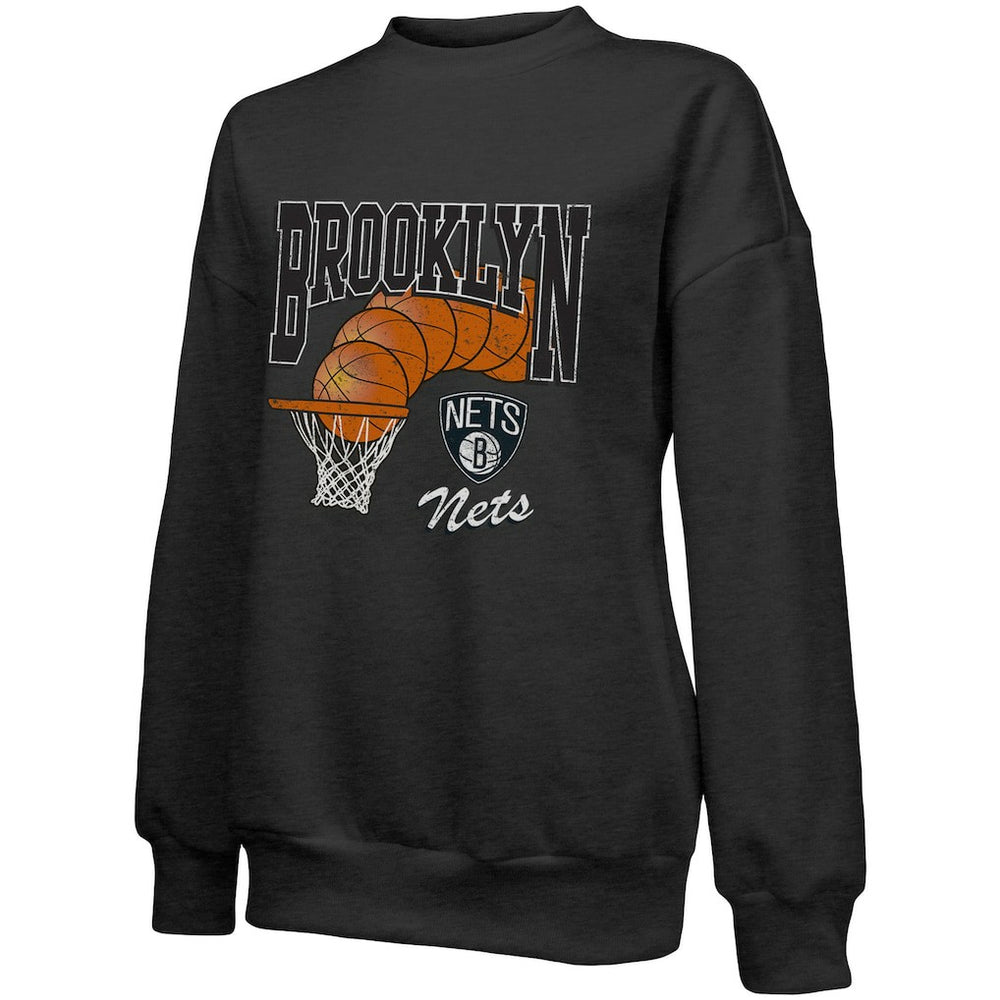 Brooklyn Nets Majestic Threads Women's Bank Shot Pullover Tri-Blend Sweatshirt