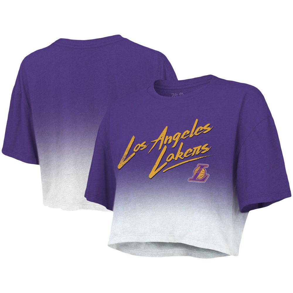 Los Angeles Lakers Majestic Threads Women's Dirty Dribble Tri-Blend Cropped T-Shirt