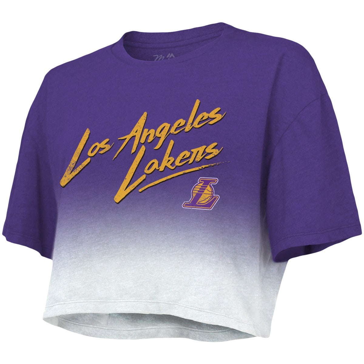 Los Angeles Lakers Majestic Threads Women's Dirty Dribble Tri-Blend Cropped T-Shirt