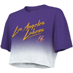 Los Angeles Lakers Majestic Threads Women's Dirty Dribble Tri-Blend Cropped T-Shirt