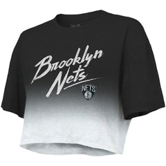 Brooklyn Nets Majestic Threads Women's Dirty Dribble Tri-Blend Cropped T-Shirt