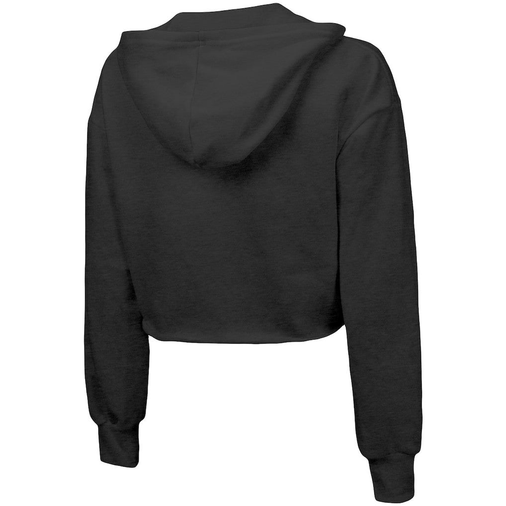 Brooklyn Nets Majestic Threads Women's Repeat Cropped Tri-Blend Pullover Hoodie