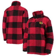 NHL Chicago Blackhawks G-III 4Her by Carl Banks Women's Plaid Sherpa Quarter-Zip Jacket