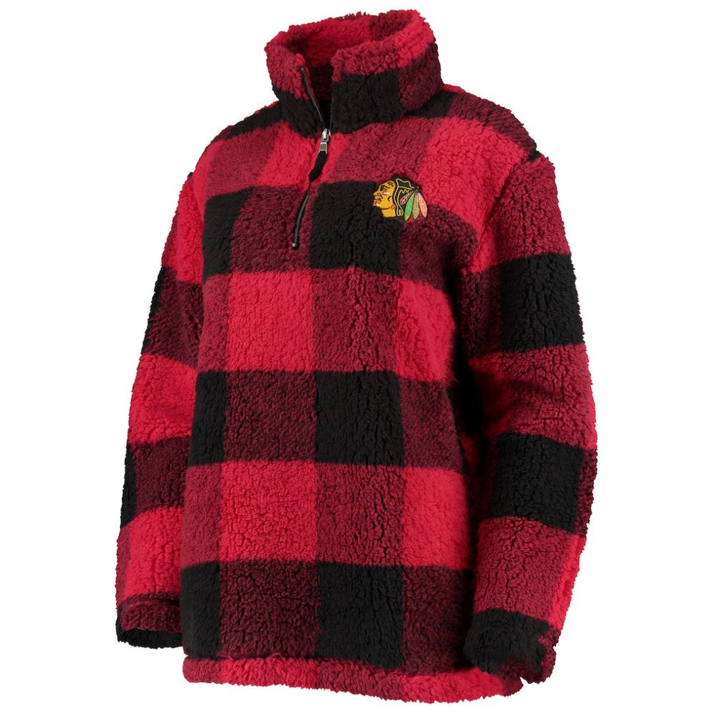 NHL Chicago Blackhawks G-III 4Her by Carl Banks Women's Plaid Sherpa Quarter-Zip Jacket