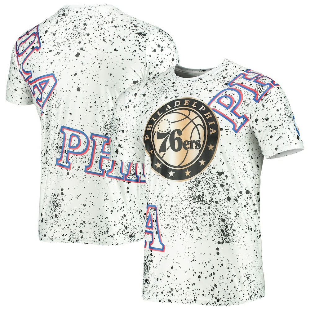 Philadelphia 76ers FISLL Gold Foil Splatter Print T-Shirt