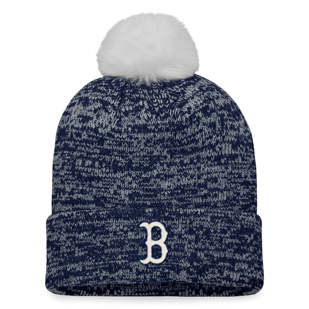 Navy/White Boston Red Sox Fanatics Women's Iconic Cuffed Knit Hat with Pom