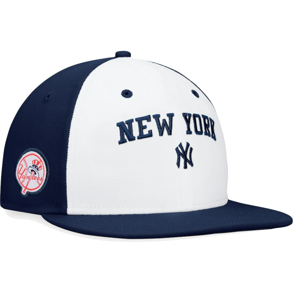 White/Navy New York Yankees Fanatics Iconic Color Blocked Fitted Hat