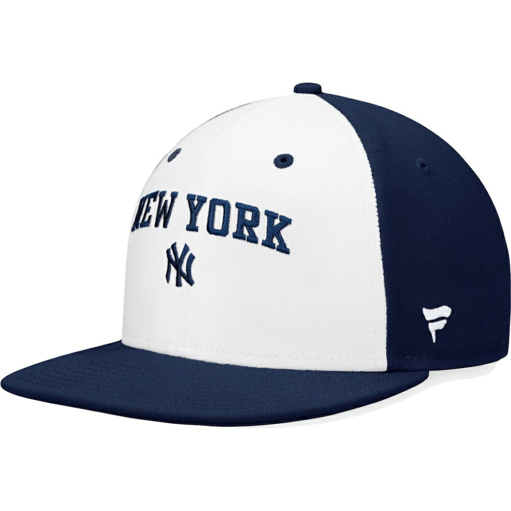 White/Navy New York Yankees Fanatics Iconic Color Blocked Fitted Hat