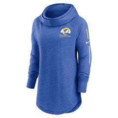 Women's Minimal Statement Lightweight Raglan Funnel Neck Pullover Hoodie - Los Angeles Rams Hoodies
