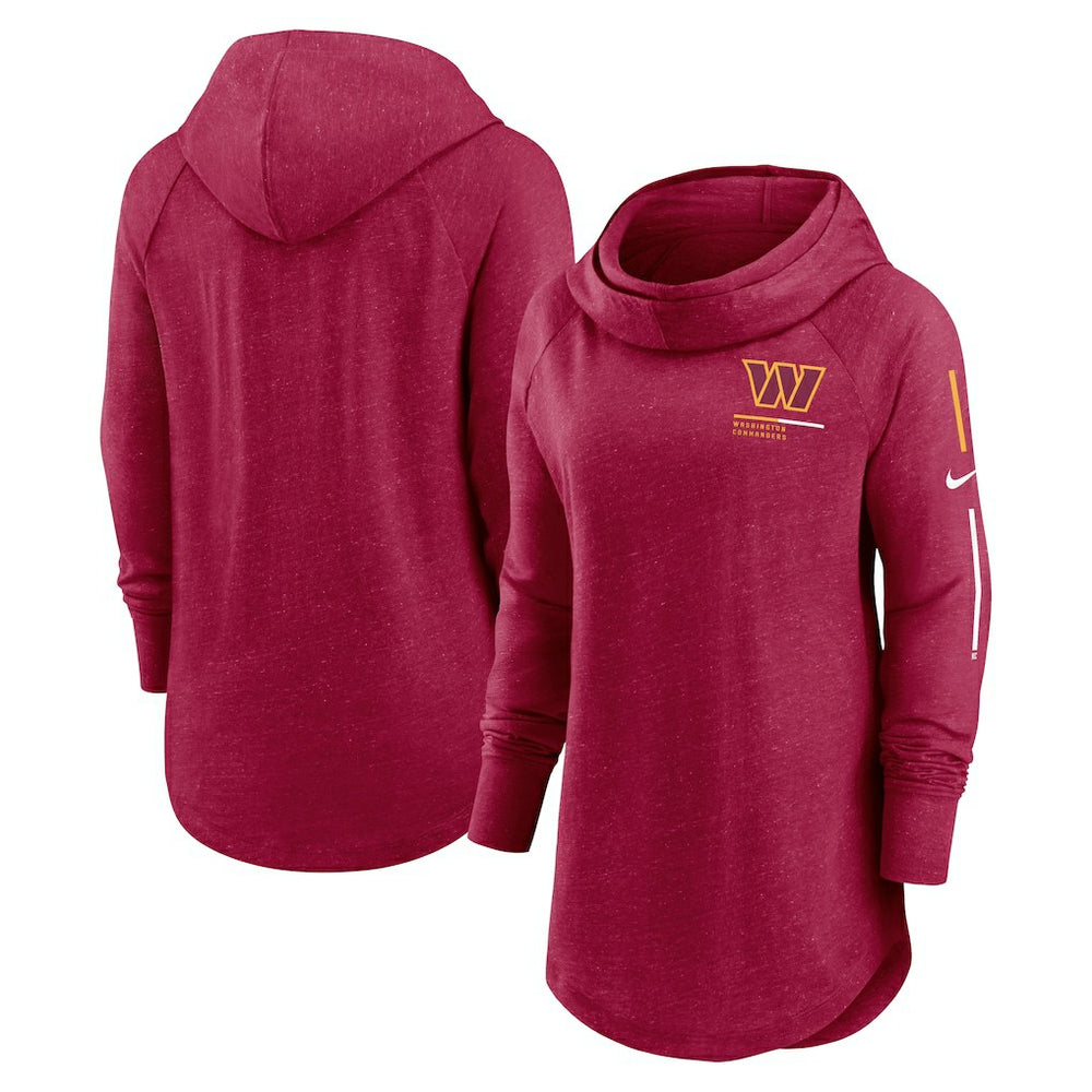 Women's Minimal Statement Lightweight Raglan Funnel Neck Pullover Hoodie - Washington Commanders Hoodies