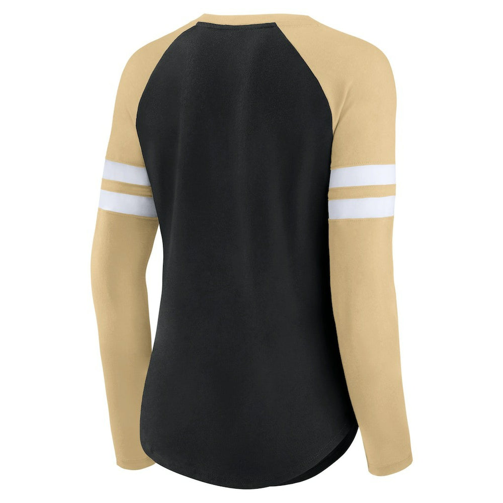 Women's True to Form Raglan Lace-Up V-Neck Long Sleeve T-Shirt - New Orleans Saints T-shirts