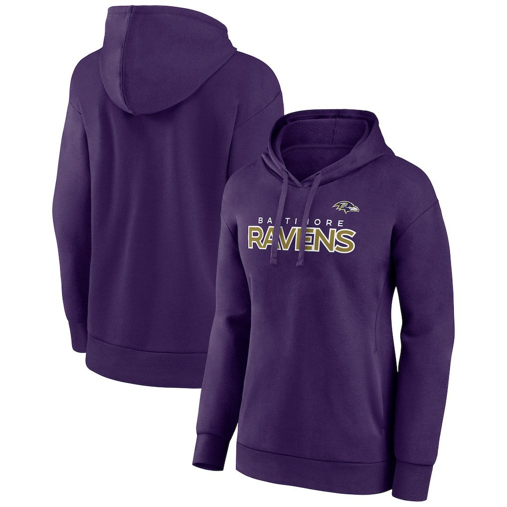 Women's Iconic Cotton Fleece Checklist Pullover Hoodie - Baltimore Ravens Hoodies