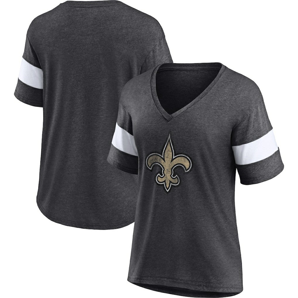 Women's Distressed Team Tri-Blend V-Neck T-Shirt - New Orleans Saints T-shirts