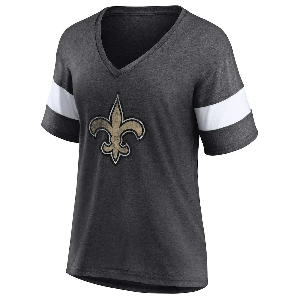 Women's Distressed Team Tri-Blend V-Neck T-Shirt - New Orleans Saints T-shirts