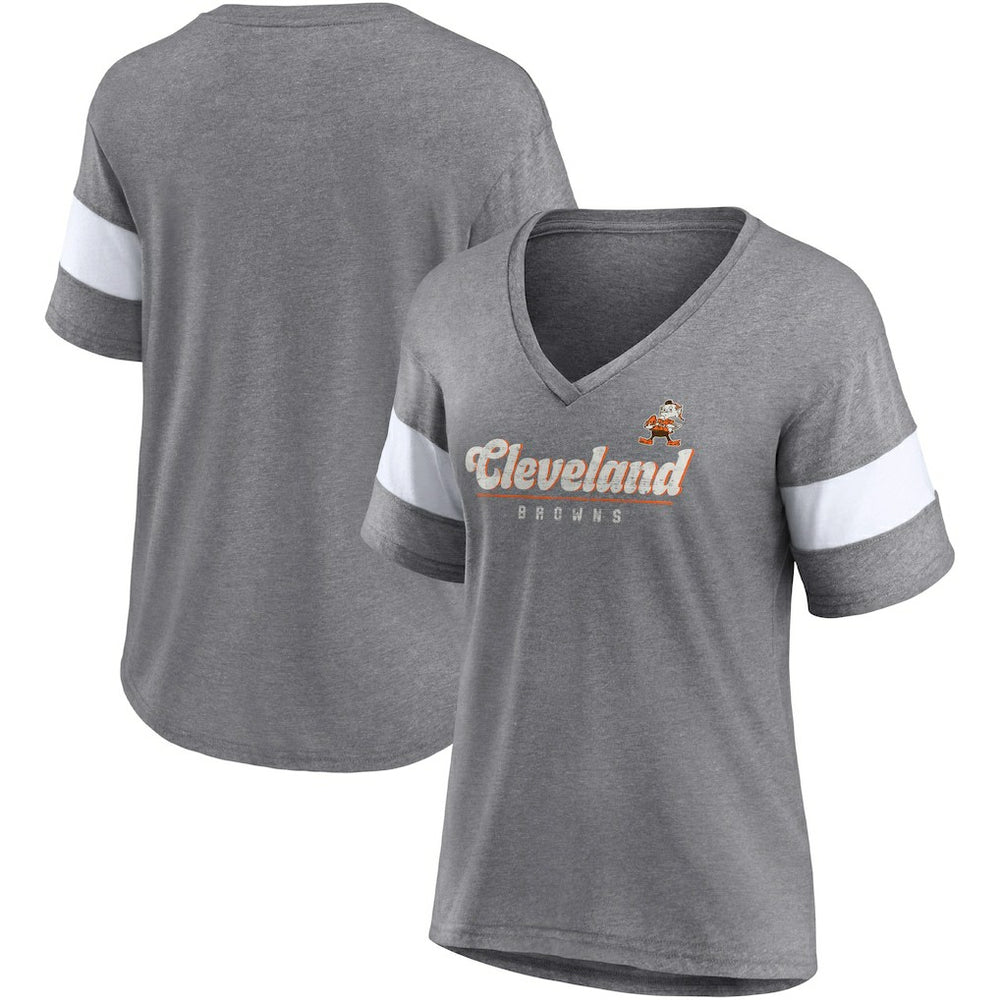 Women's Give It All Half-Sleeve Tri-Blend V-Neck T-Shirt - Cleveland Browns T-shirts
