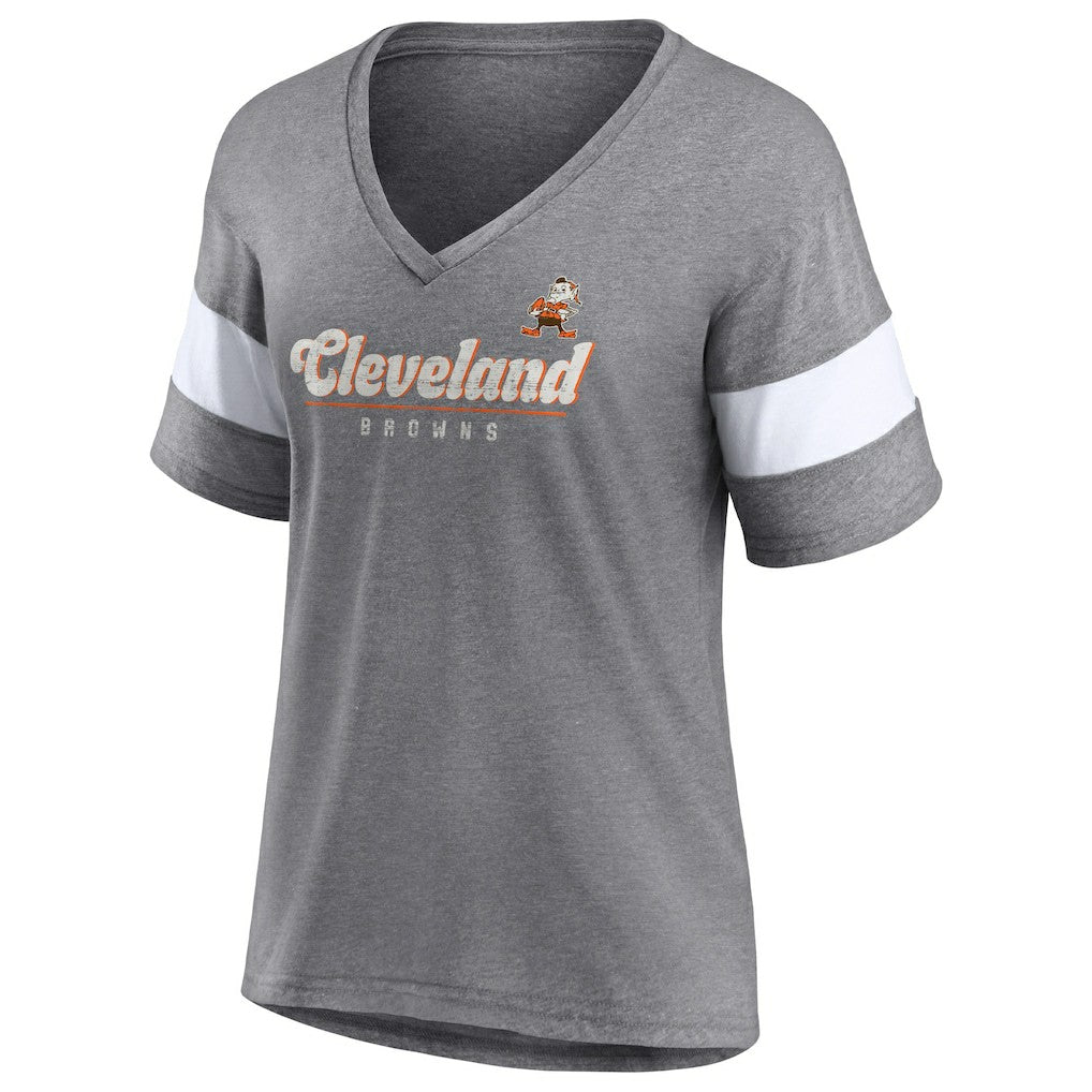 Women's Give It All Half-Sleeve Tri-Blend V-Neck T-Shirt - Cleveland Browns T-shirts
