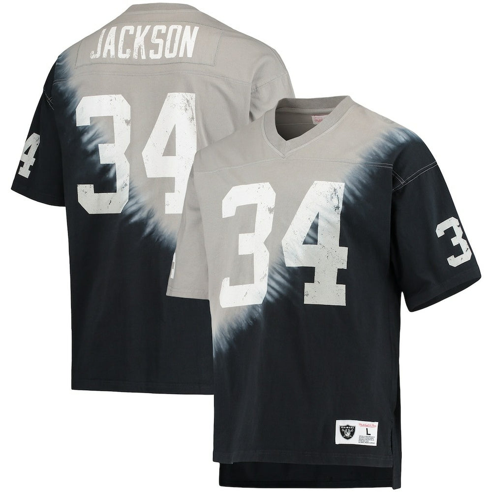 Bo Jackson  Retired Player Name & Number Diagonal Tie-Dye V-Neck T-Shirt - Las Vegas Raiders T-shirts