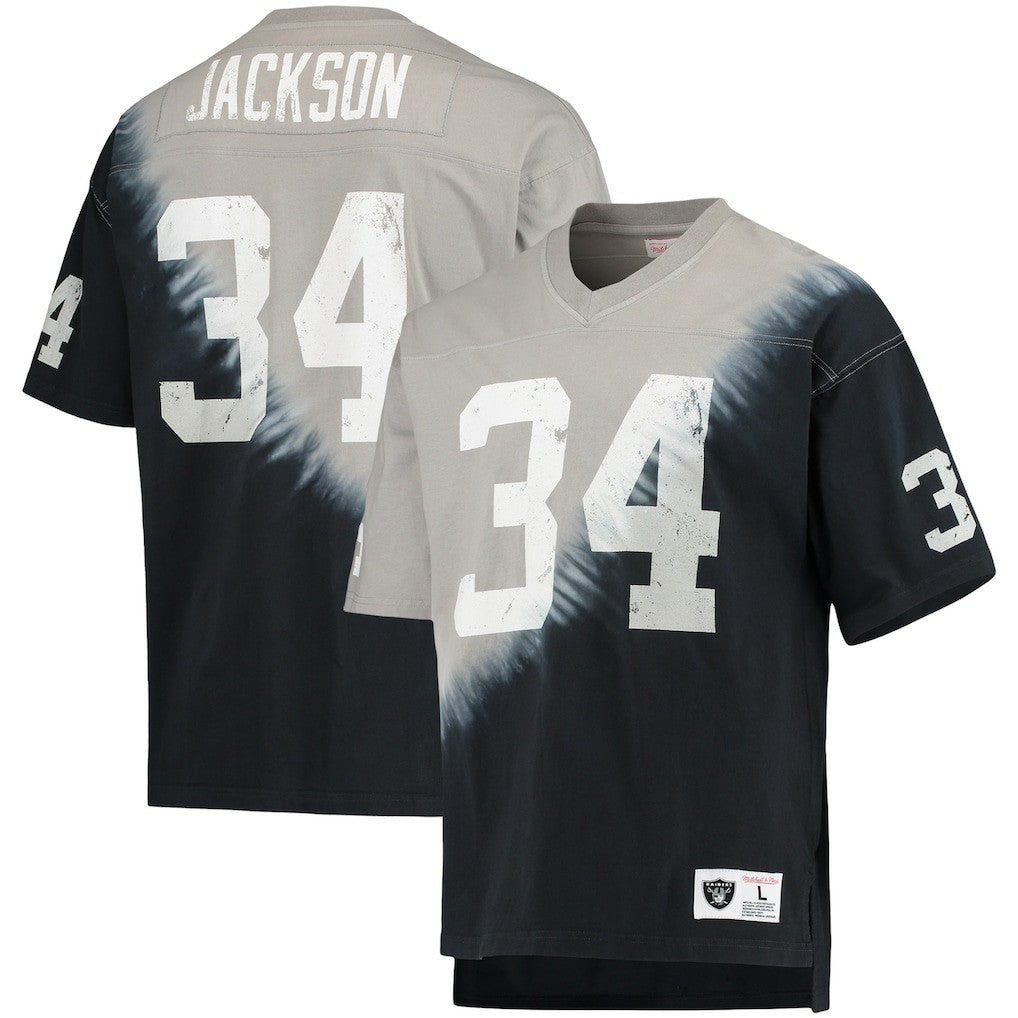 Bo Jackson  Retired Player Name & Number Diagonal Tie-Dye V-Neck T-Shirt - Las Vegas Raiders T-shirts