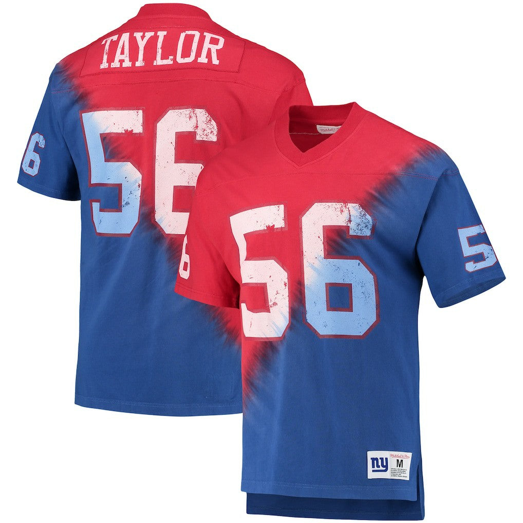 Lawrence Taylor  Retired Player Name & Number Diagonal Tie-Dye V-Neck T-Shirt - New York Giants T-shirts
