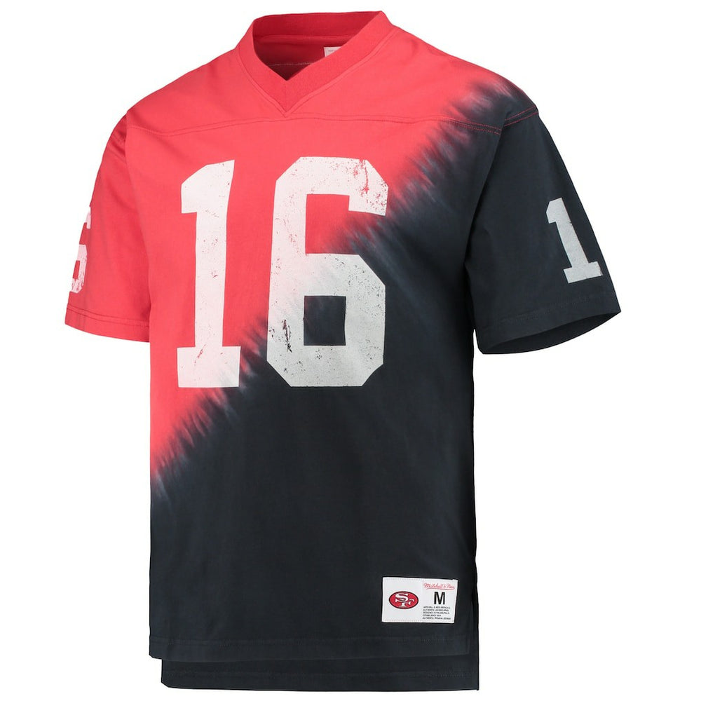 Joe Montana  Retired Player Name & Number Diagonal Tie-Dye V-Neck T-Shirt - San Francisco 49ers T-shirts