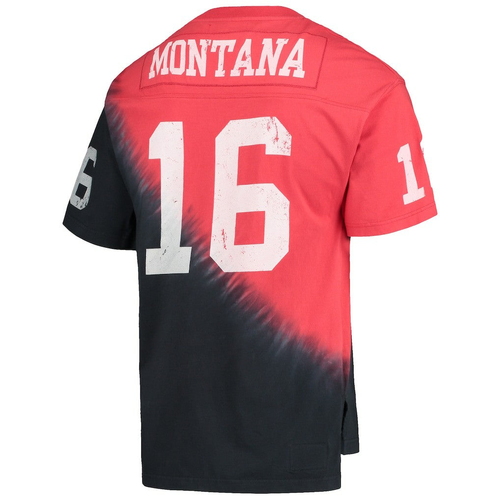 Joe Montana  Retired Player Name & Number Diagonal Tie-Dye V-Neck T-Shirt - San Francisco 49ers T-shirts