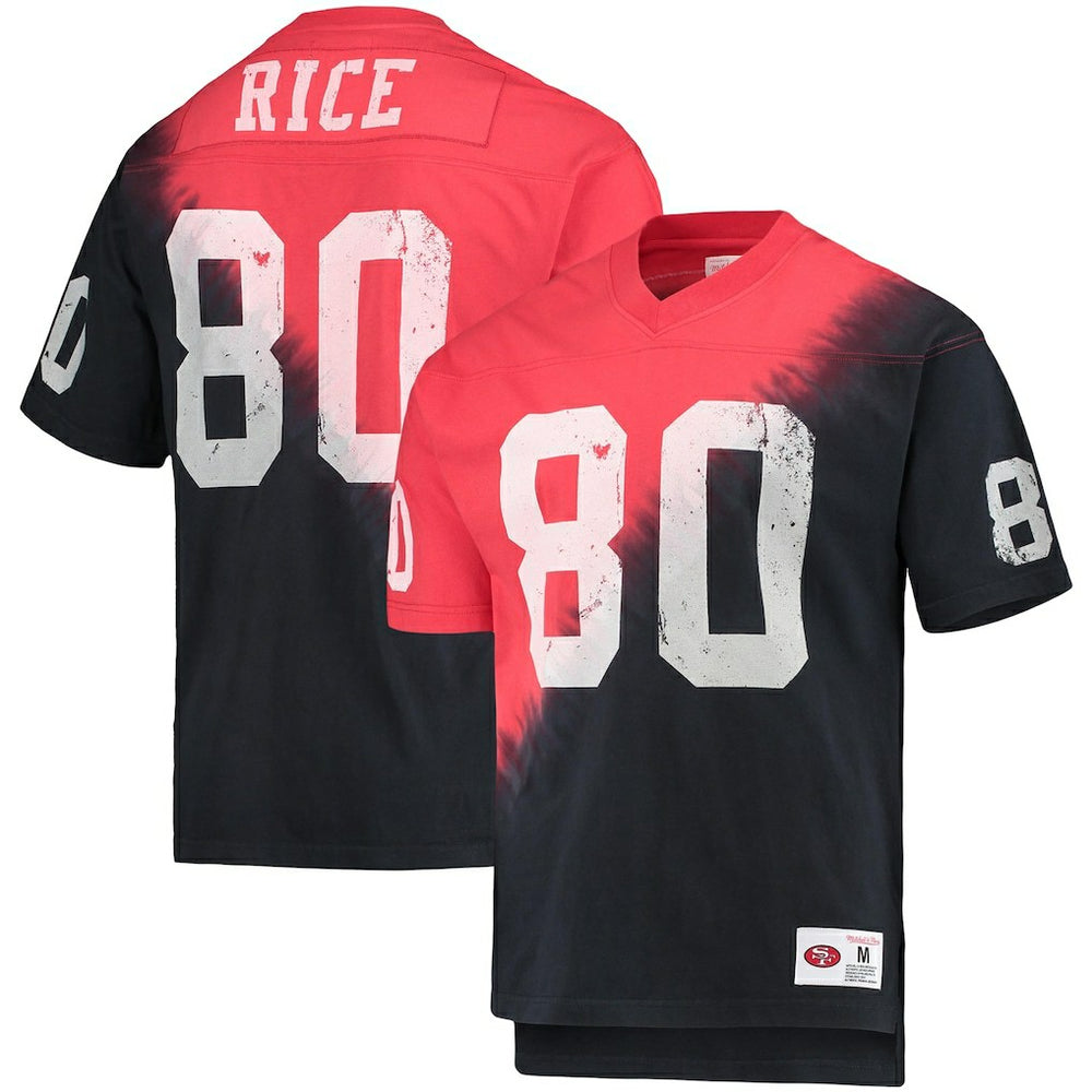 Jerry Rice  Retired Player Name & Number Diagonal Tie-Dye V-Neck T-Shirt - San Francisco 49ers T-shirts