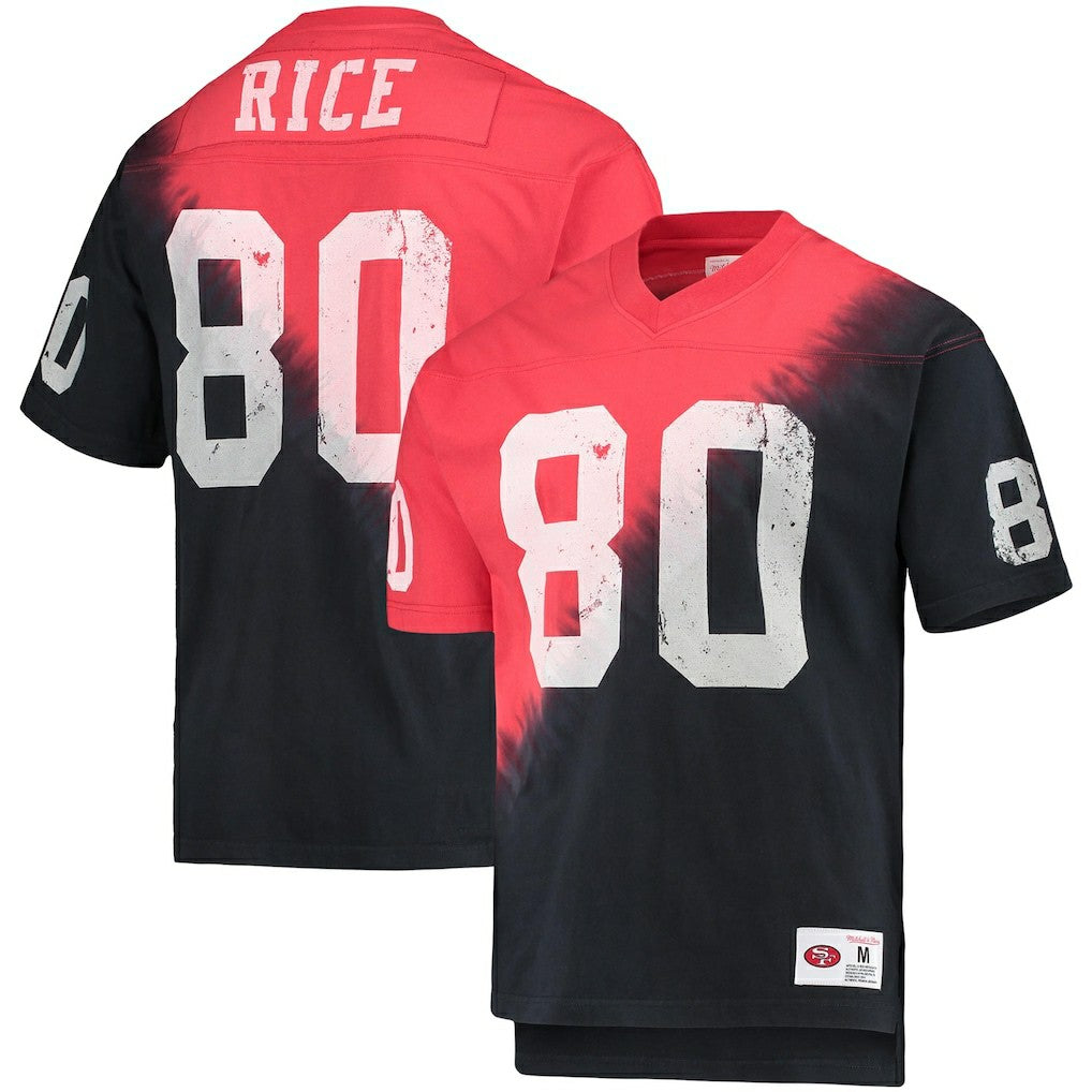 Jerry Rice  Retired Player Name & Number Diagonal Tie-Dye V-Neck T-Shirt - San Francisco 49ers T-shirts